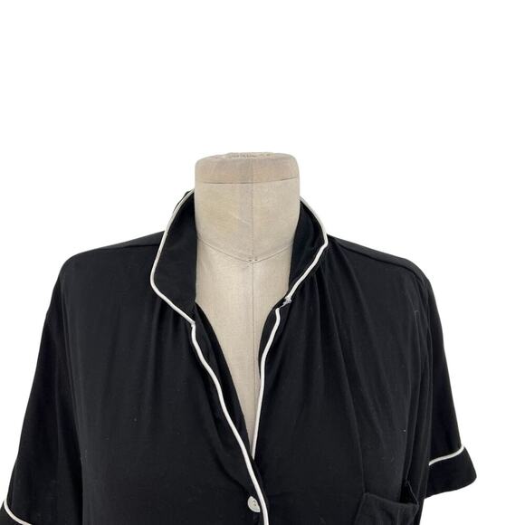 Cozy Earth Stretch-Knit Short Sleeve Pajama Top Black Size Small - Picture 2 of 10